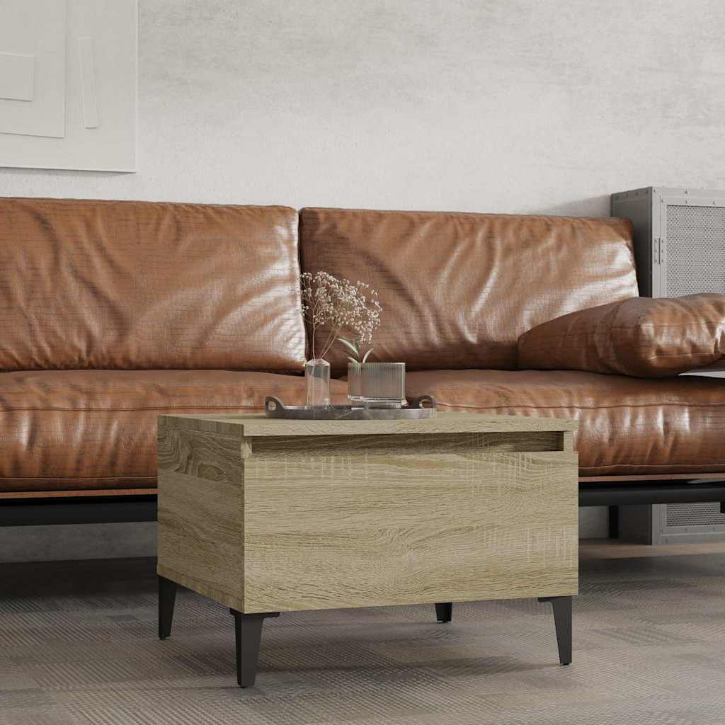 Vidaxl bijzettafel 50x46x35 cm bewerkt hout sonoma eikenkleurig