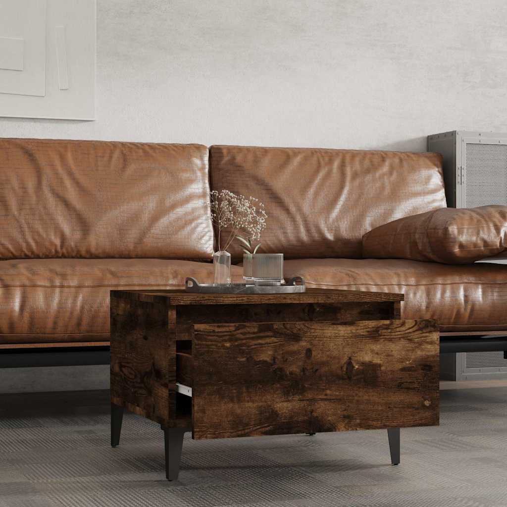 Vidaxl bijzettafel 50x46x35 cm bewerkt hout gerookt eikenkleurig