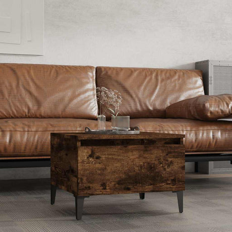 Vidaxl bijzettafel 50x46x35 cm bewerkt hout gerookt eikenkleurig