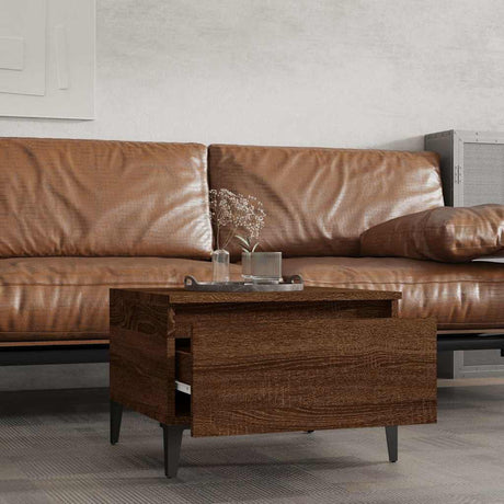 Vidaxl bijzettafels 2 st 50x46x35 cm bewerkt hout bruin eikenkleur