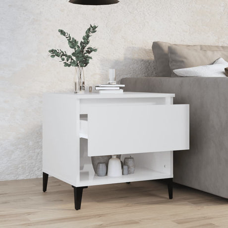 Vidaxl bijzettafel 50x46x50 cm bewerkt hout hoogglans wit
