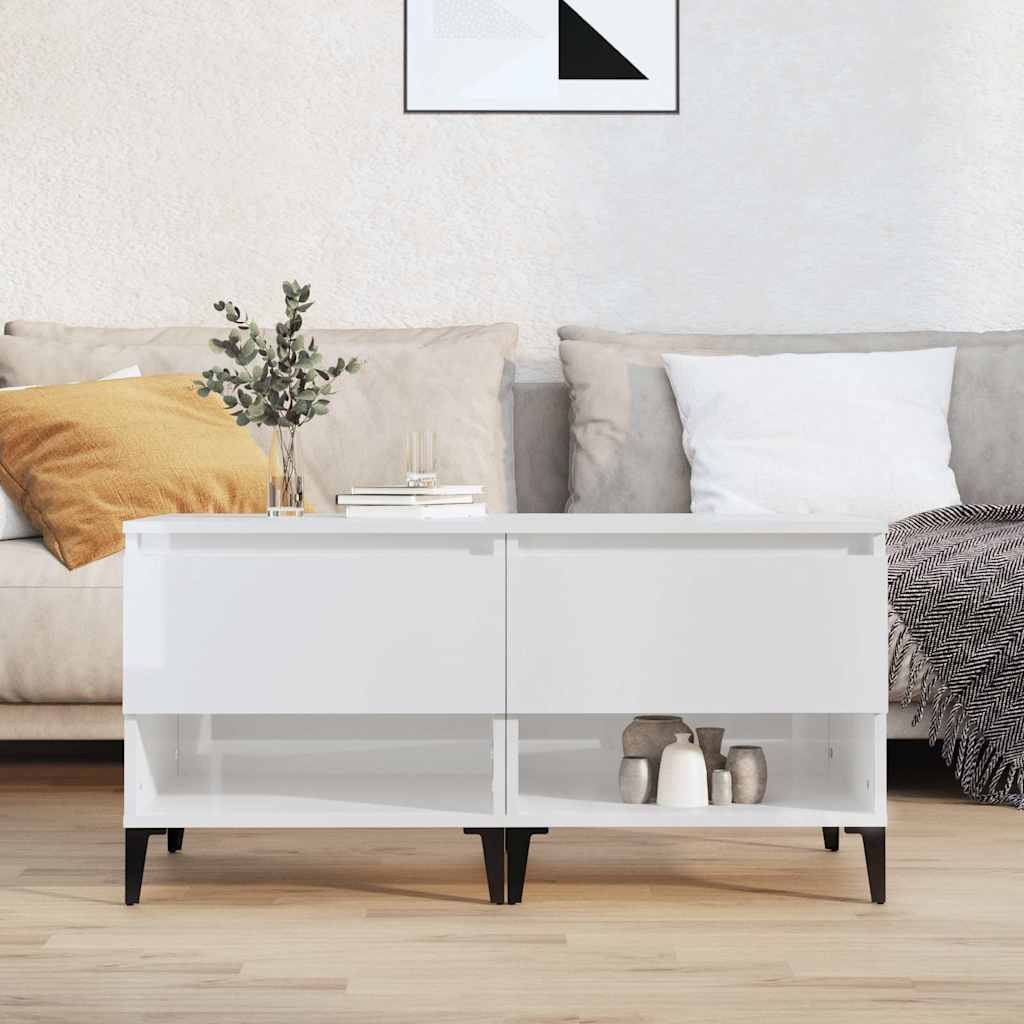 Vidaxl bijzettafels 2 st 50x46x50 cm bewerkt hout hoogglans wit
