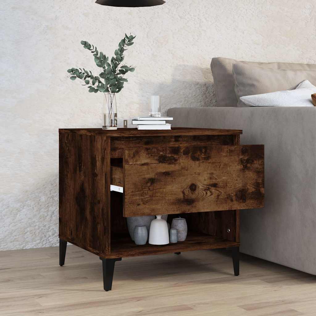 Vidaxl bijzettafel 50x46x50 cm bewerkt hout gerookt eikenkleurig