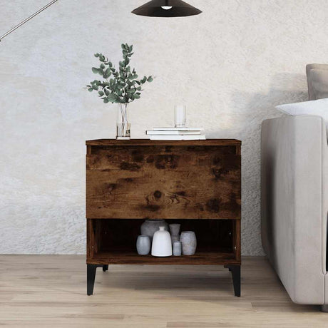 Vidaxl bijzettafel 50x46x50 cm bewerkt hout gerookt eikenkleurig
