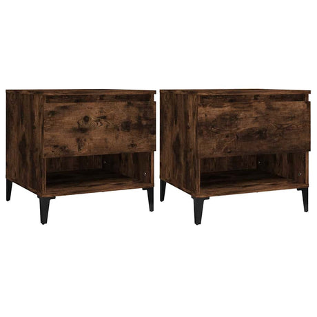 Vidaxl bijzettafels 2 st 50x46x50 cm bewerkt hout gerookt eikenkleurig