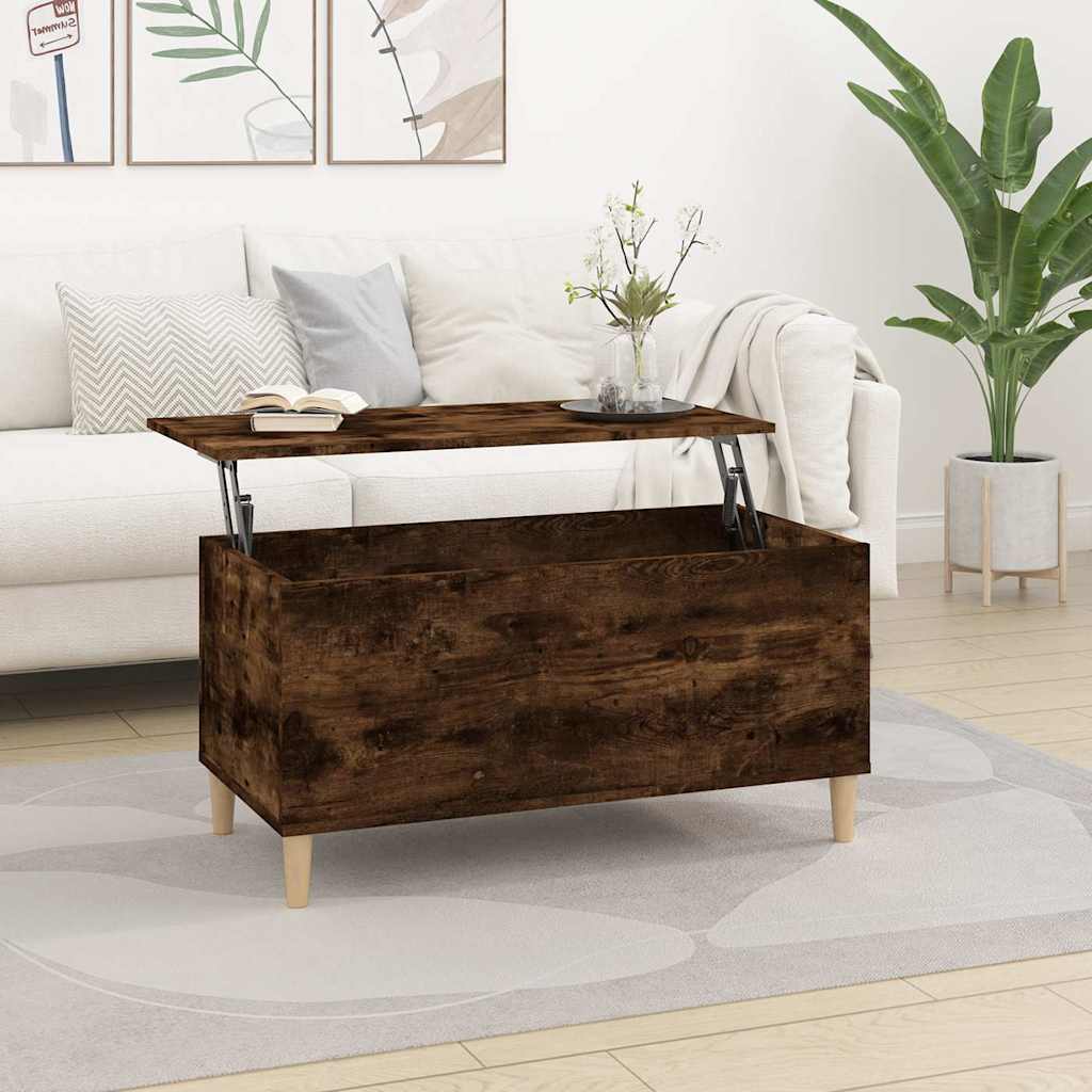 Vidaxl salontafel 90x44,5x45 cm bewerkt hout gerookt eikenkleurig