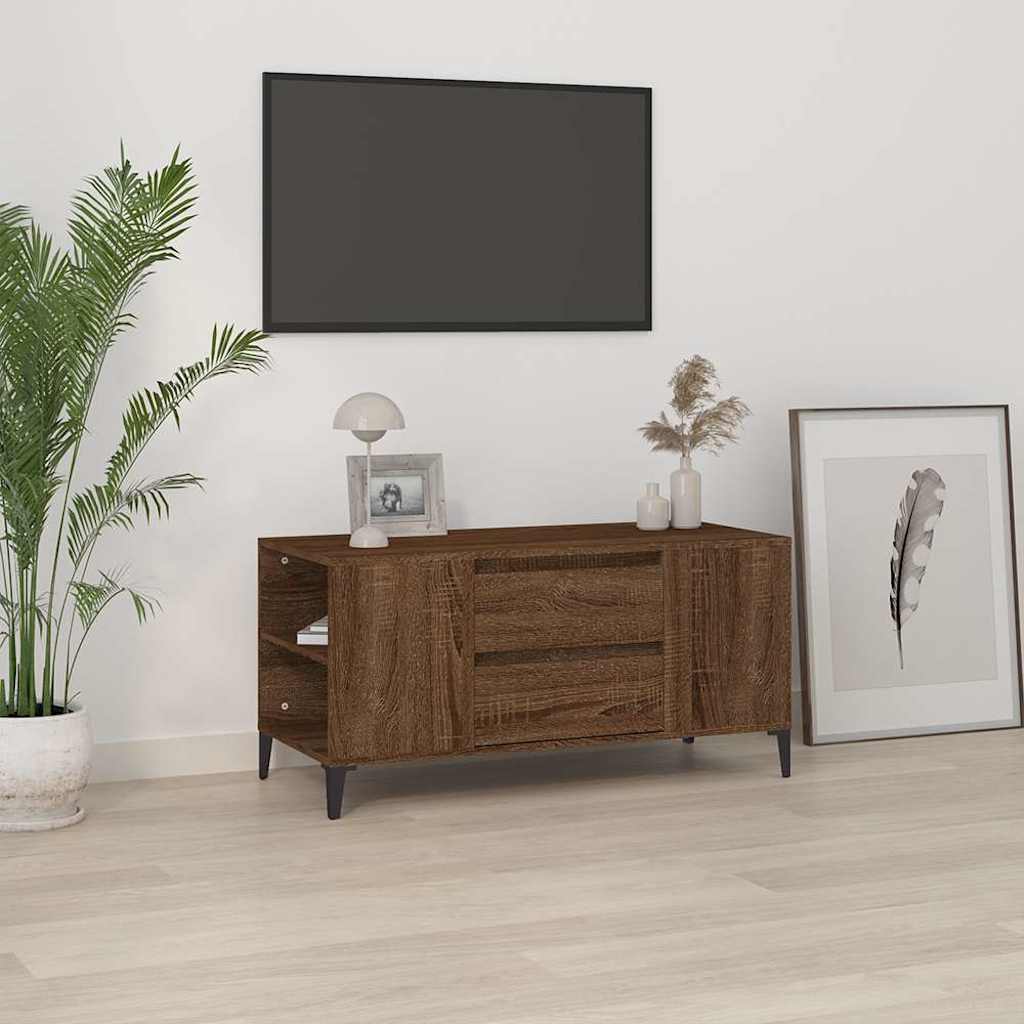Vidaxl tv-meubel 102x44,5x50 cm bewerkt hout bruin eikenkleur