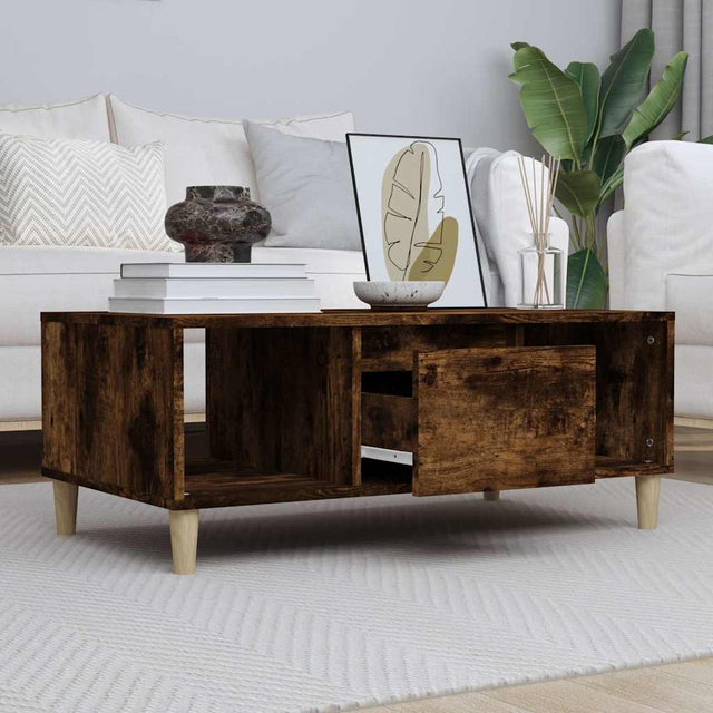 Vidaxl salontafel 90x50x36,5 cm bewerkt hout gerookt eikenkleurig