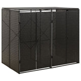 VidaXL Container-Aufbewahrung doppelt 140x80x117 cm Polyrattan schwarz