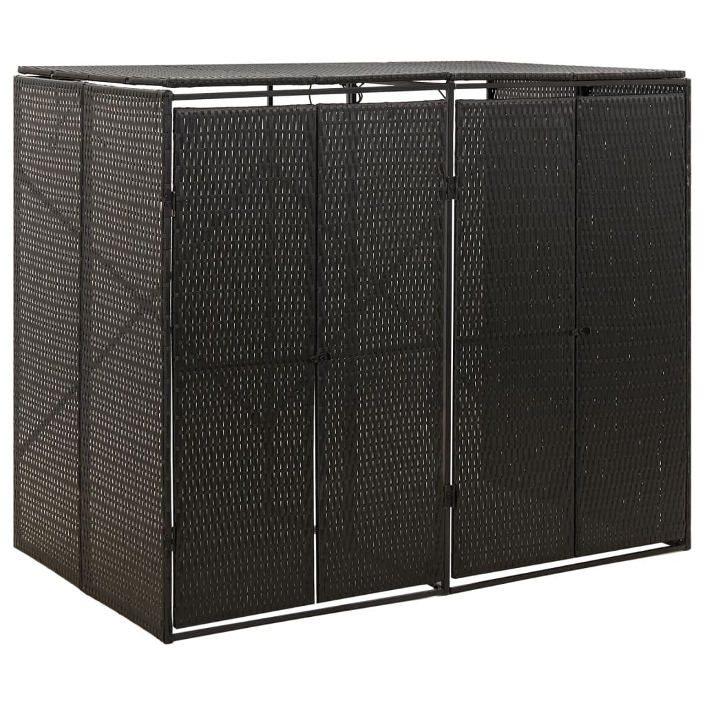Vidaxx Container Aufbewahrung doppelt 140x80x117 cm Poly Rattan schwarz