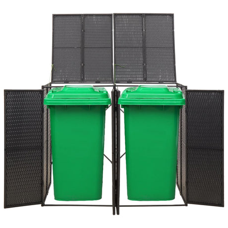 VidaXL Container-Aufbewahrung doppelt 140x80x117 cm Polyrattan schwarz