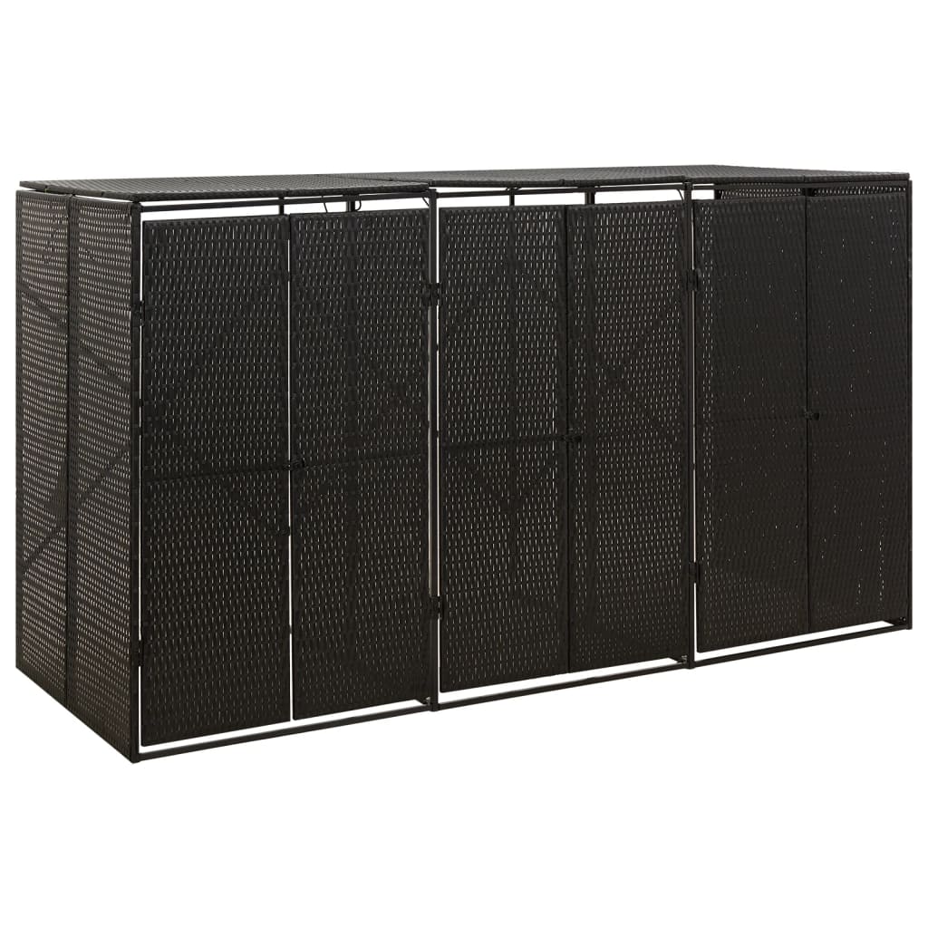 Vidaxx Containeraufbewahrung dreifach 207x80x117 cm Polyrattan schwarz