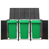Vidaxx Containeraufbewahrung dreifach 207x80x117 cm Polyrattan schwarz