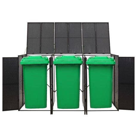 Vidaxx Containeraufbewahrung dreifach 207x80x117 cm Polyrattan schwarz