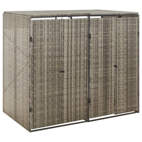 VidaXL Container-Aufbewahrung doppelt 140x80x117 cm Polyrattan grau