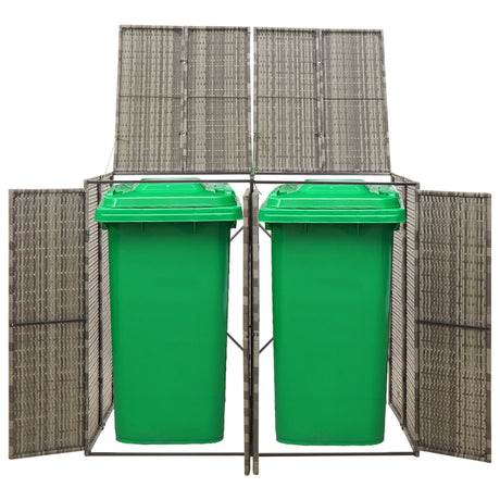 Vidaxx Container-Aufbewahrung doppelt 140x80x117 cm Polyrattan grau