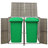 VidaXL Container-Aufbewahrung doppelt 140x80x117 cm Polyrattan grau