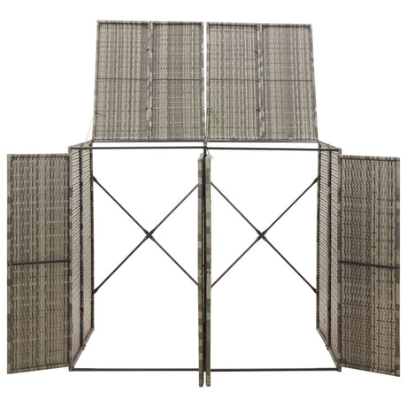 Vidaxx Container-Aufbewahrung doppelt 140x80x117 cm Polyrattan grau