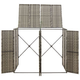 VidaXL Container-Aufbewahrung doppelt 140x80x117 cm Polyrattan grau