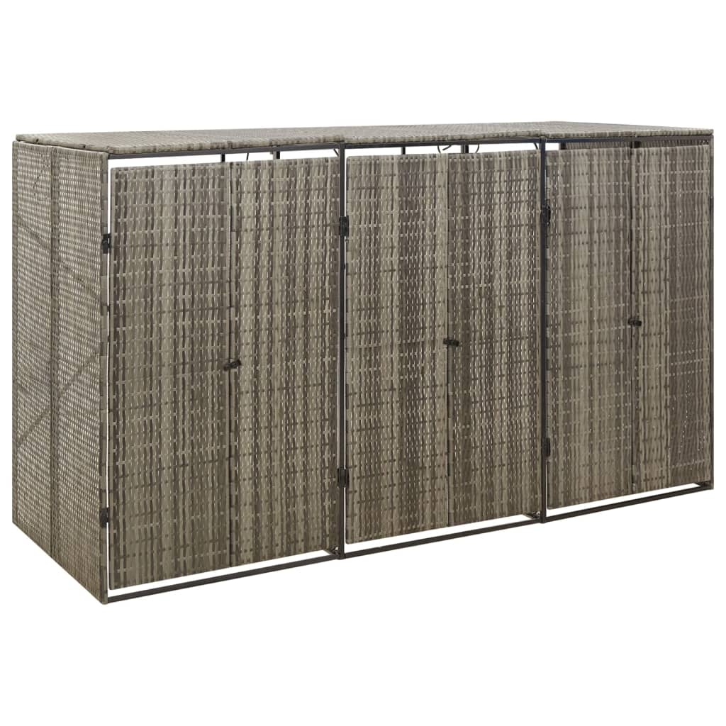 Vidaxx Containeraufbewahrung dreifach 207x80x117 cm Polyrattan grau