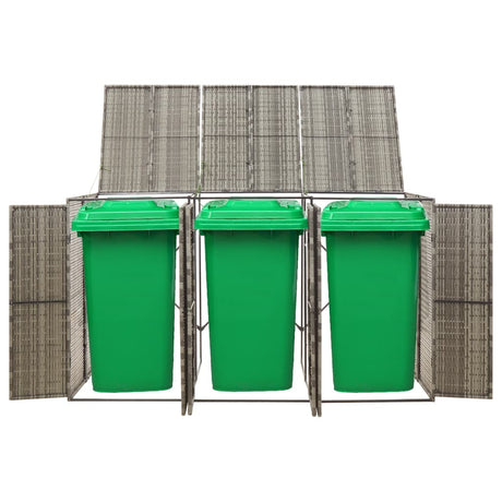 Vidaxx Containeraufbewahrung dreifach 207x80x117 cm Polyrattan grau