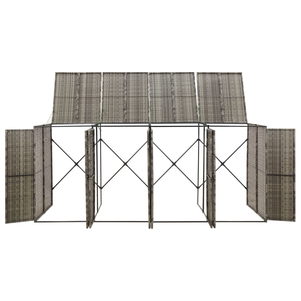 VidaXL Containeraufbewahrung vierfach 274x80x117 cm Polyrattan grau