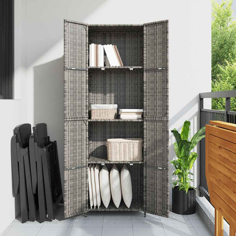 Vidaxl tuinkast 59x40x180 cm poly rattan grijs