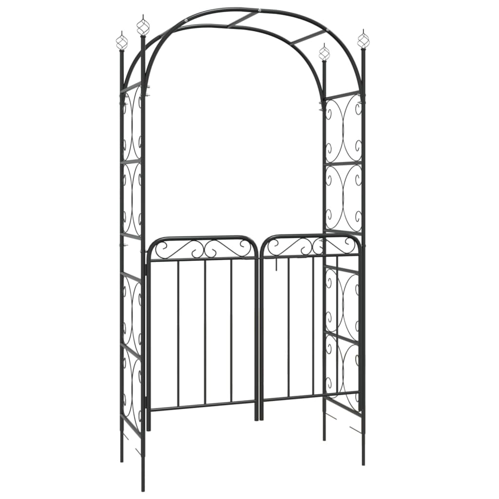 VidaXL Gartenbogen mit Tor 108x45x235 cm schwarzer Stahl