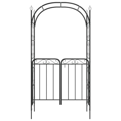 VidaXL Gartenbogen mit Tor 108x45x235 cm schwarzer Stahl
