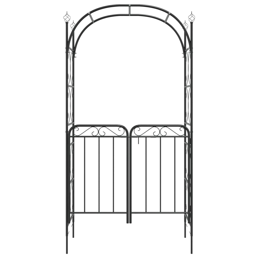 VidaXL Gartenbogen mit Tor 108x45x235 cm schwarzer Stahl