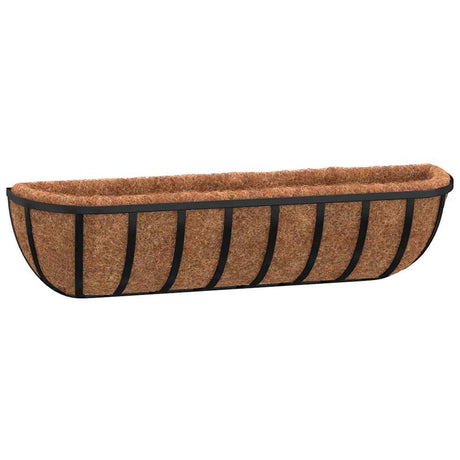 Vidaxx Wandpflanzgefäße 2 Stück mit Kokosfaser 61x19x16 cm Stahl schwarz