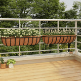 Vidaxx Wandbehälter 2 Stück mit Kokosfaser 91x20x23 cm Stahl schwarz