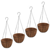 Vidaxx Hängepflanzgefäße 4 Stück mit Kokosnussbox Stahl ø 30x52 cm schwarz