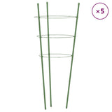 Vidaxxl Pflanzenstützen 5 Stück mit 3 Ringen 45 cm Stahl grün