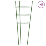 VidaXL Pflanzenstützen 5 Stück mit 3 Ringen 60 cm Stahl grün