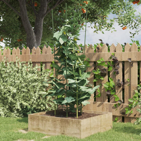 VidaXL Pflanzenstützen 5 Stück mit 4 Ringen 90 cm Stahl grün