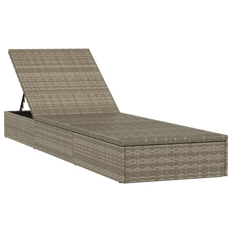 Vidaxl ligbed met kussen 1 st 201x55x62 cm poly rattan grijs