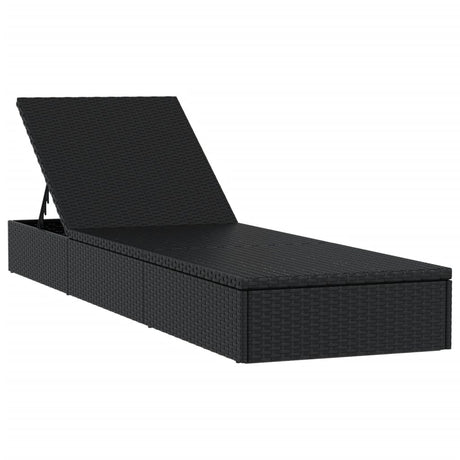 Vidaxl ligbed met kussen 1 st 201x55x62 cm poly rattan zwart