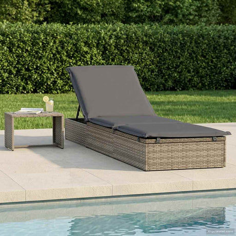 Vidaxl ligbed met tafel 1 st poly rattan grijs