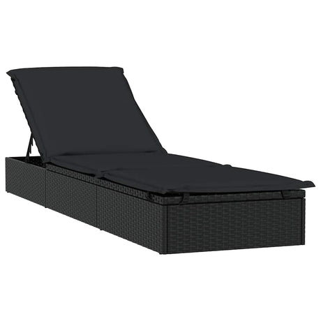 Vidaxl ligbed met tafel 1 st poly rattan zwart