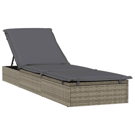 Vidaxl ligbedden 2 st met tafel poly rattan grijs