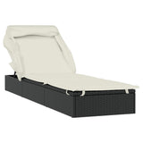 Vidaxl ligbed met inklapbaar dak 213x63x97 cm poly rattan zwart