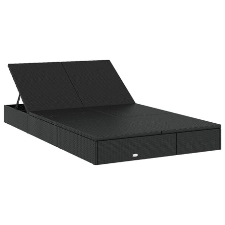Vidaxl ligbed met kussens 2-persoons poly rattan zwart