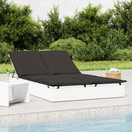 Vidaxl ligbed met kussens 2-persoons poly rattan wit