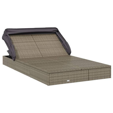 Vidaxl ligbed 2-persoons met dak 213x118x97 cm poly rattan grijs