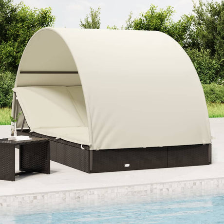Vidaxl ligbed 2-persoons met rond dak 211x112x140 cm poly rattan zwart