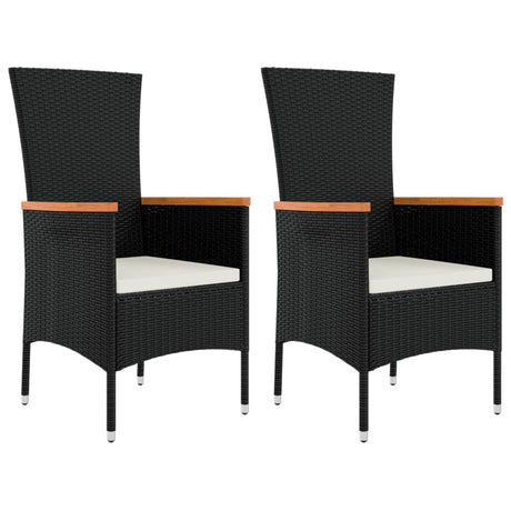 Vidaxl tuinstoelen 2 st met kussens poly rattan zwart