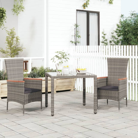Vidaxl tuinstoelen 2 st met kussens poly rattan grijs