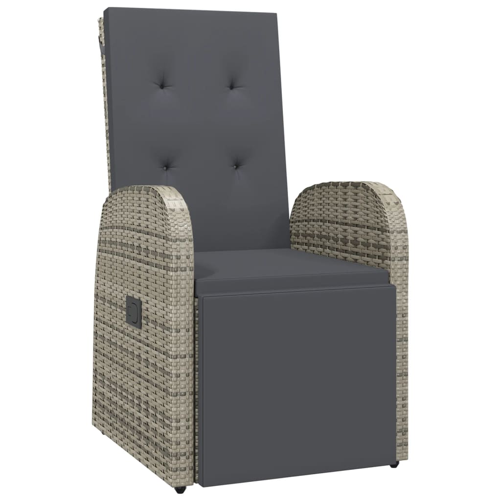 Vidaxl tuinstoelen 2 st verstelbaar met kussens poly rattan grijs