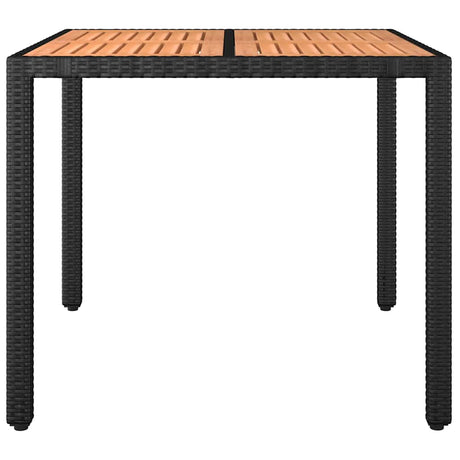 Vidaxl tuintafel met houten blad poly ratten en acaciahout zwart